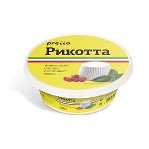 СЫР ПРЕТТО РИКОТТА 45% 200Г МЯГКИЙ ПЛ/СТ