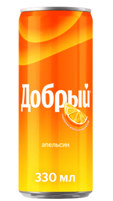НАПИТОК БЕЗАЛКОГОЛЬНЫЙ ДОБРЫЙ 0,33Л АПЕЛЬСИН И ВИТАМИН С С/ГАЗ ЖБ