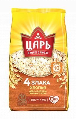 ХЛОПЬЯ ЦАРЬ 400Г 4 ЗЛАКА МЯГ/УП