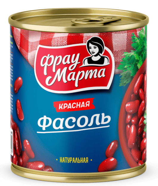 ФАСОЛЬ ФРАУ МАРТА 310Г КРАСНАЯ В СОБСТВЕННОМ СОКУ ЖБ КЛЮЧ