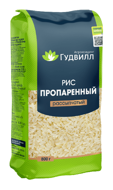 КРУПА ГУДВИЛЛ РИС ПРОПАРЕННЫЙ 800Г ШЛИФОВАННЫЙ
