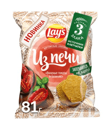 ЧИПСЫ ЛЕЙС ИЗ ПЕЧИ 81Г СО ЗЛАКАМИ СО ВКУСОМ ВЯЛЕНЫЕ ТОМАТЫ И БАЗИЛИК