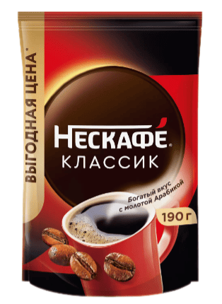 КОФЕ НЕСКАФЕ КЛАССИК 190Г РАСТВОРИМЫЙ СУБЛИМИРОВАННЫЙ С ДОБ МОЛОТ КОФЕ ПАКЕТ