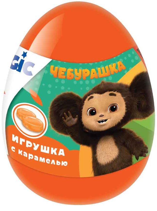 КАРАМЕЛЬ ЛЕДЕНЦОВАЯ ЧЕБУРАШКА МАДЖИГ ЭГГ 10Г С ИГРУШКОЙ В ПЛАСТ ЯЙЦЕ