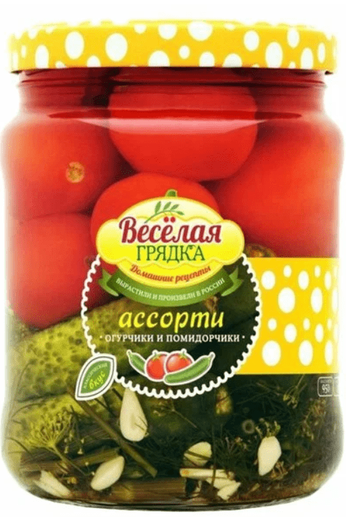 АССОРТИ ОВОЩНОЕ ВЕСЁЛАЯ ГРЯДКА 90Г ОГУРЦЫ И ТОМАТЫ СТ