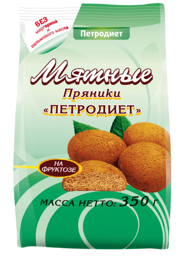 ПРЯНИКИ ПЕТРОДИЕТ 350Г НА ФРУКТОЗЕ МЯТНЫЕ