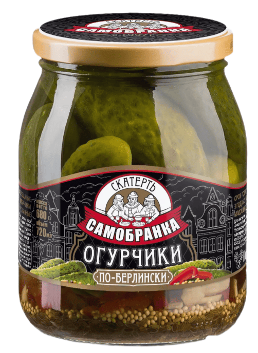 ОГУРЧИКИ СКАТЕРТЬ САМОБРАНКА 720МЛ МАРИНОВАННЫЕ ПО-БЕРЛИНСКИ СТ