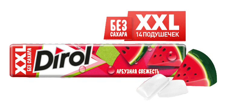 РЕЗИНКА ЖЕВАТЕЛЬНАЯ ДИРОЛ XXL 19Г СО ВКУСОМ АРБУЗА ПОДУШЕЧКИ