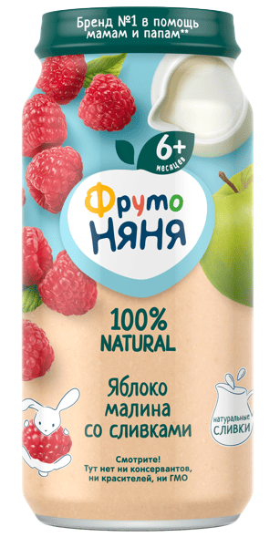 ПЮРЕ ФРУТОНЯНЯ 250Г ЯБЛОКО МАЛИНА СО СЛИВКАМИ СТ