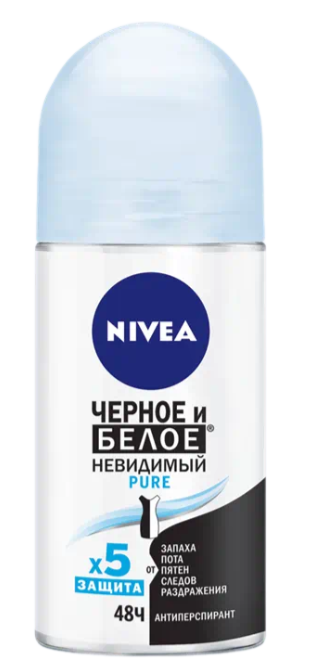 ДЕЗОДОРАНТ НИВЕЯ 50МЛ ПЬЮР Д/ЧЕРНОГО И БЕЛОГО РОЛИК ЖЕН