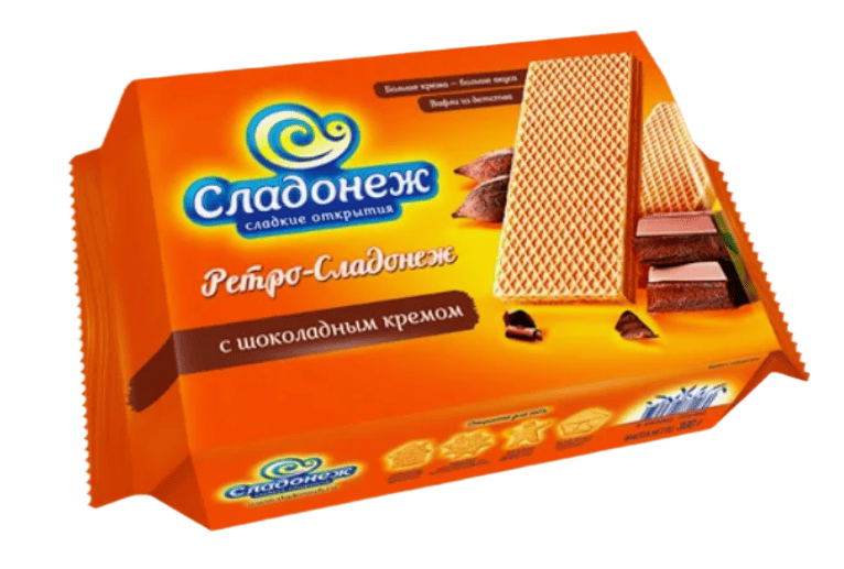 ВАФЛИ СЛАДОНЕЖ РЕТРО 240Г С ШОКОЛАДНЫМ КРЕМОМ