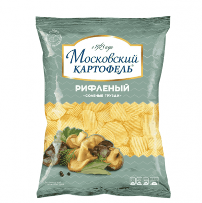 КАРТОФЕЛЬ РИФЛЕНЫЙ МОСКОВСКИЙ КАРТОФЕЛЬ 120Г РИФЛЕНЫЙ СО ВКУСОМ СОЛЕНЫХ ГРУЗДЕЙ