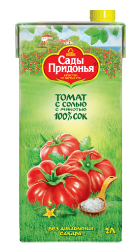 САДЫ ПРИДОНЬЯ 2 Л СОК ТОМАТНЫЙ С СОЛЬЮ И МЯКОТЬЮ Д/П