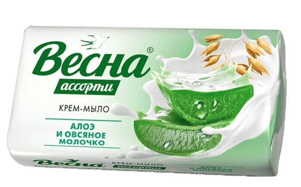 МЫЛО ВЕСНА АССОРТИ 90Г АЛОЭ И ОВСЯНОЕ МОЛОЧКО