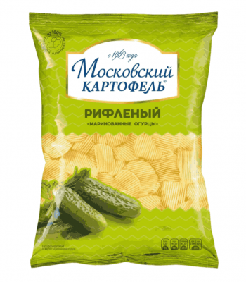 КАРТОФЕЛЬ ХРУСТЯЩИЙ МОСКОВСКИЙ КАРТОФЕЛЬ 120Г РИФЛЕНЫЙ СО ВКУС МАРИН ОГУРЦОВ