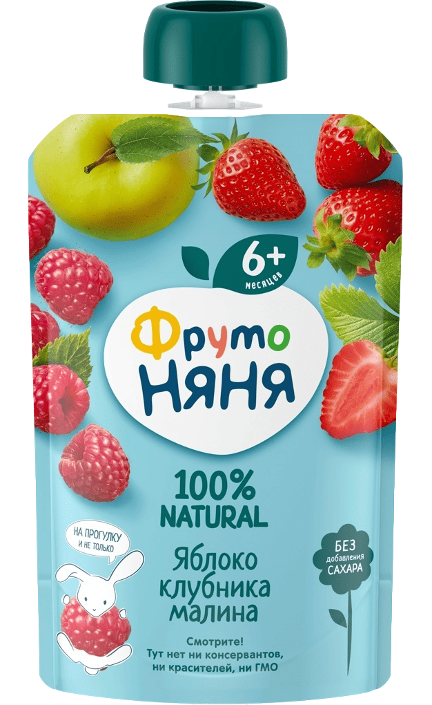 ДЕСЕРТ ФРУТОНЯНЯ 90Г ЯБЛОКО КЛУБНИКА МАЛИНА ДОЙ ПАК Д/П