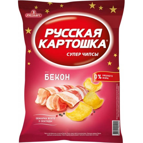 ЧИПСЫ РУССКАЯ КАРТОШКА 140Г СО ВКУСОМ БЕКОНА